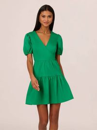 Adrianna Papell - Short Puff Sleeve Tiered Dress