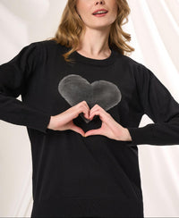 Angel Apparel Heart Knit Top in black - women's top