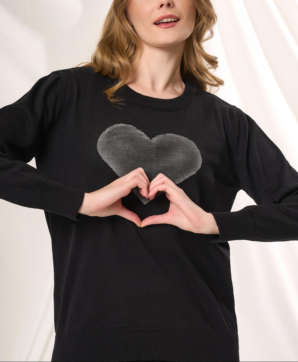 Angel Apparel Heart Knit Top in black - women's top