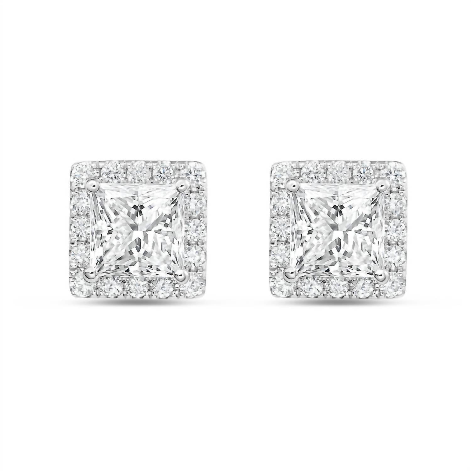 Diana M Jewels - Women's Princess Lab-Grown Diamond Stud Earrings (4.00 Ct) - Signature Plus