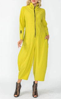 Ic Collection - Long Sleeve Jumpsuit With Front Zip