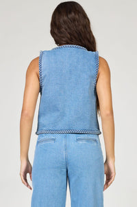 DEAR JOHN DENIM Wyatt Denim Vest in medium blue - women's jacket - detail view