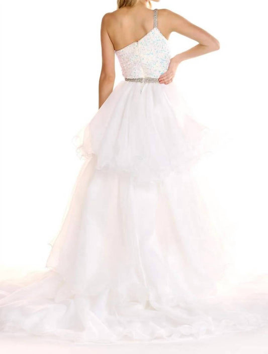 Ava Presley - Asymmetrical Sequin Gown With Multi-tiered Overlay Skirt