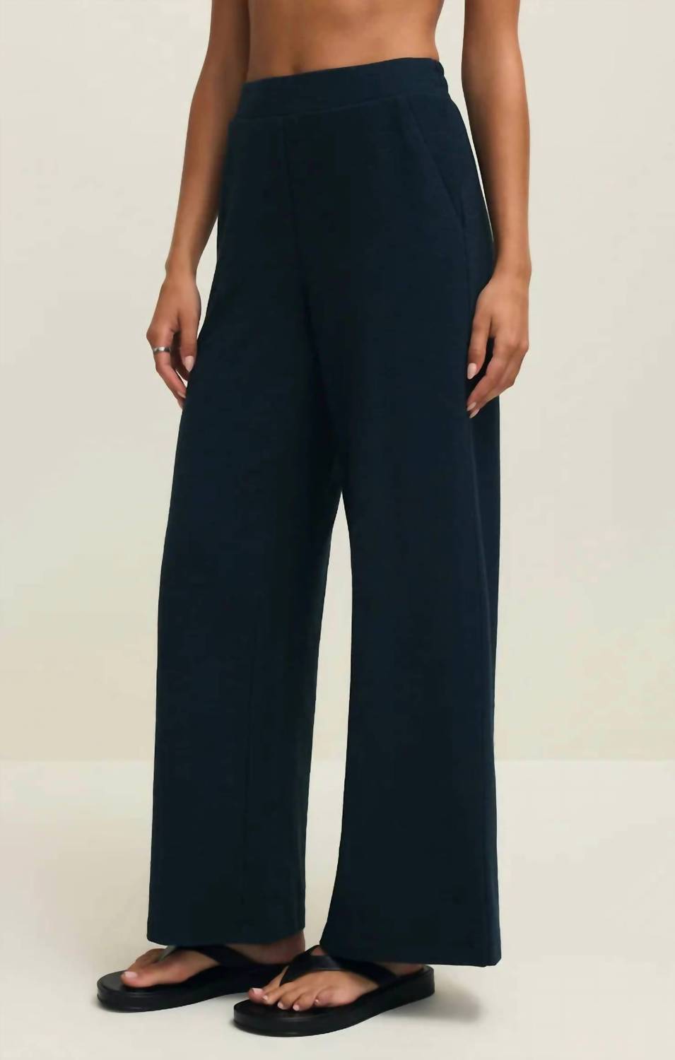 Z Supply Women's Andre Wide Leg Pants in eclipse - women's pants - alternate view