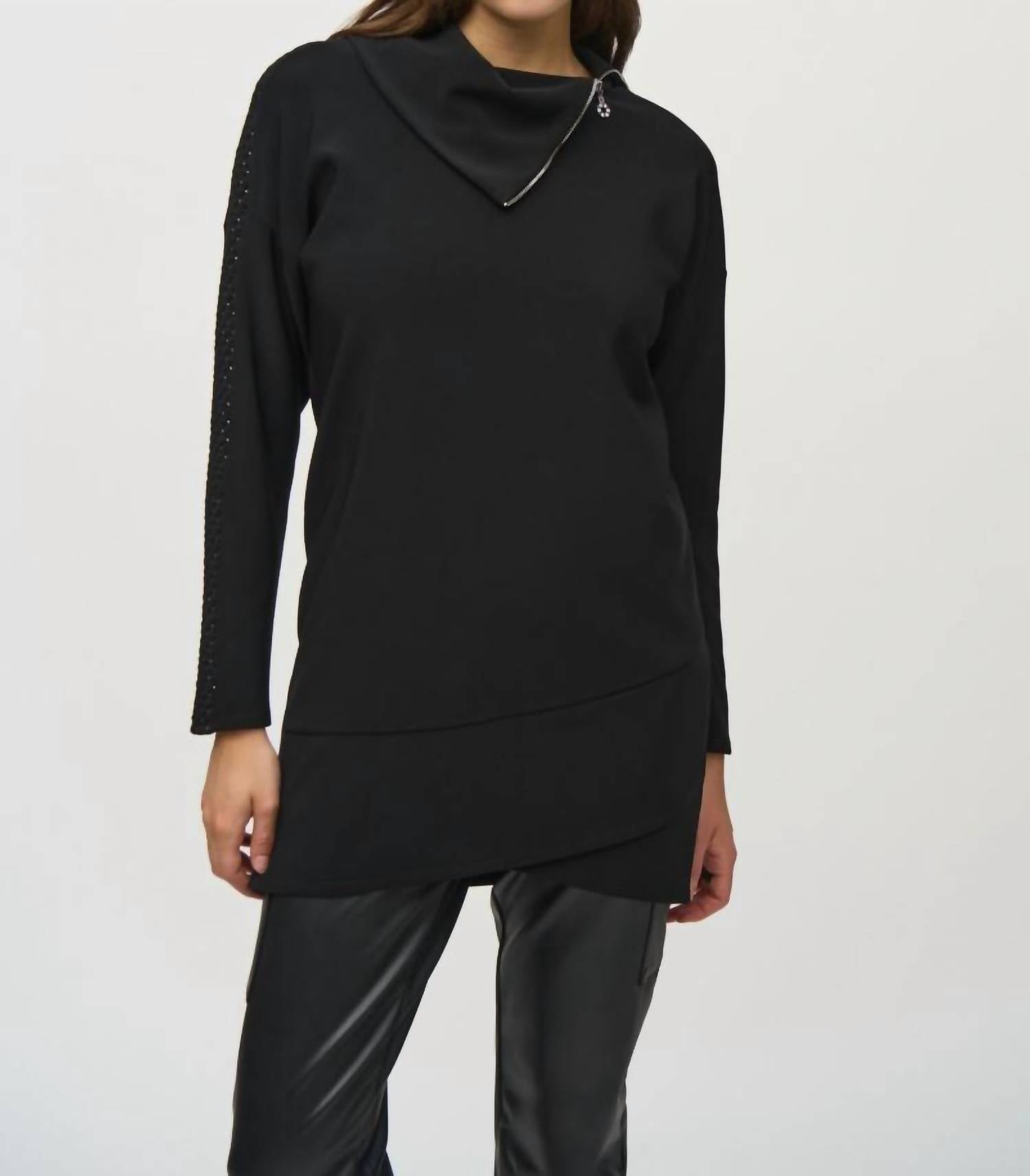 Joseph Ribkoff - Hi-low Mock Neck Long Sleeve Top
