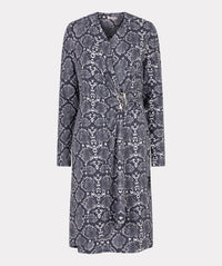 ESQUALO Buckle City Long Sleeve Mini Dress in grey snake - women's dress - view 4