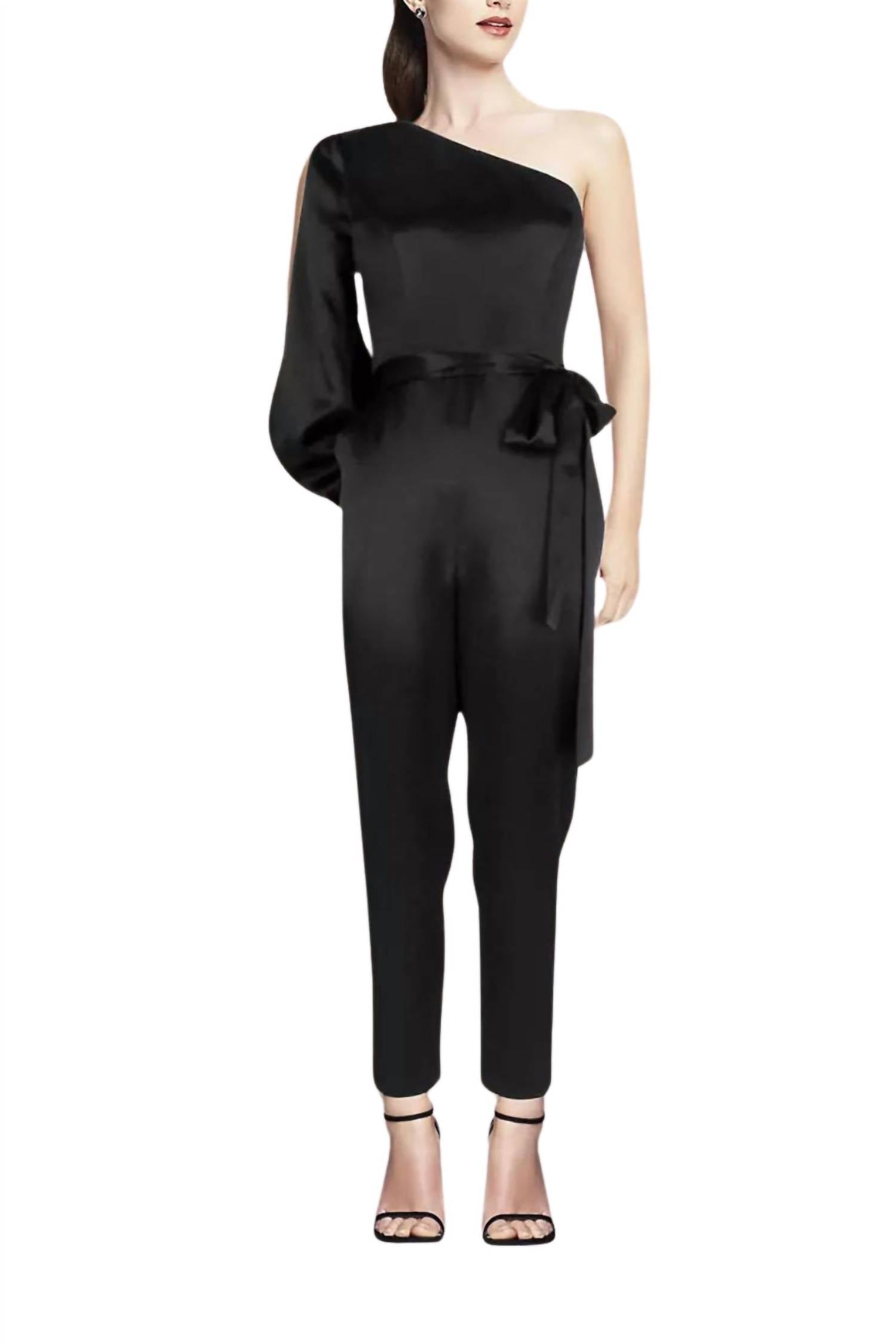 Aidan By Aidan Mattox - Women's Shoulder Slit Long Sleeve Tie Side Jumpsuit