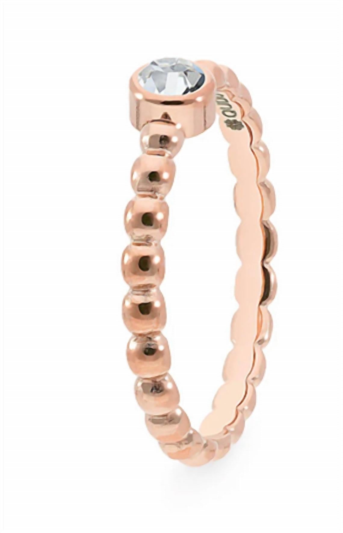 Qudo Women's Spacer Matino Deluxe Ring in crystal rosegold - women's jewelry