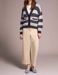 Tribal - Long Sleeve Striped Button Front Cardigan