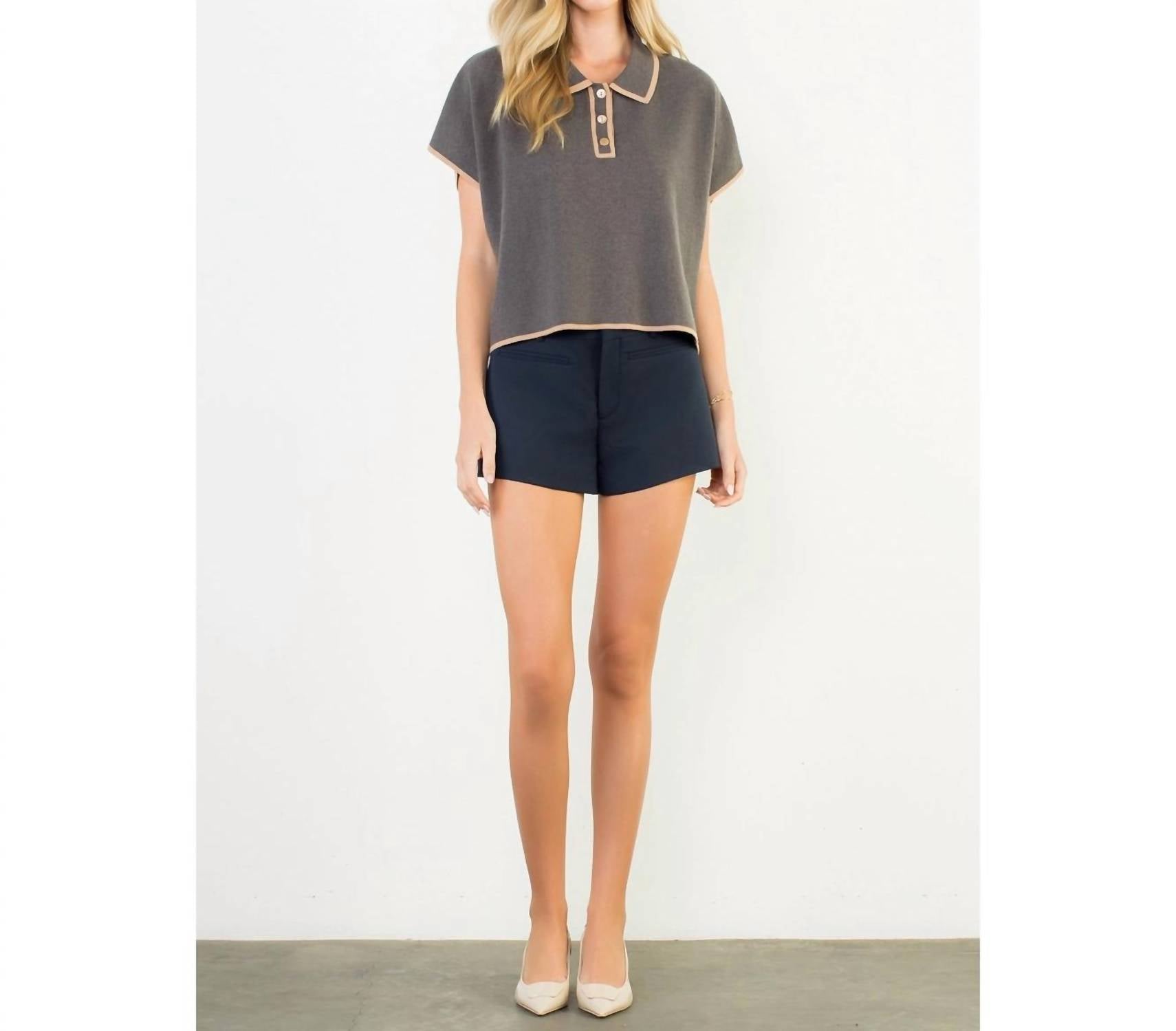 Thml - Cap Sleeve Collared Sweater