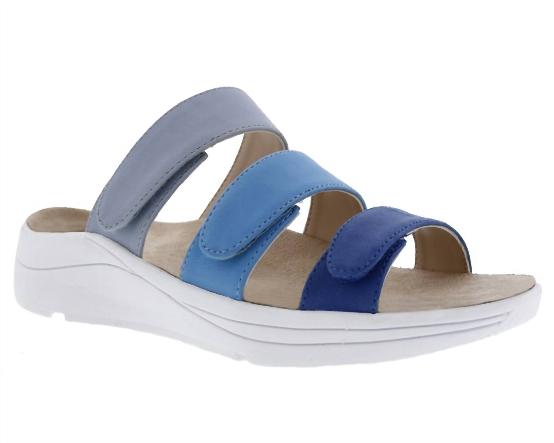 DREW Women's Sawyer Faux Leather Sandals in blue combo - women's sandal