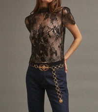 Cara Cara Pamela Lace Top in black chantilly - women's shirt