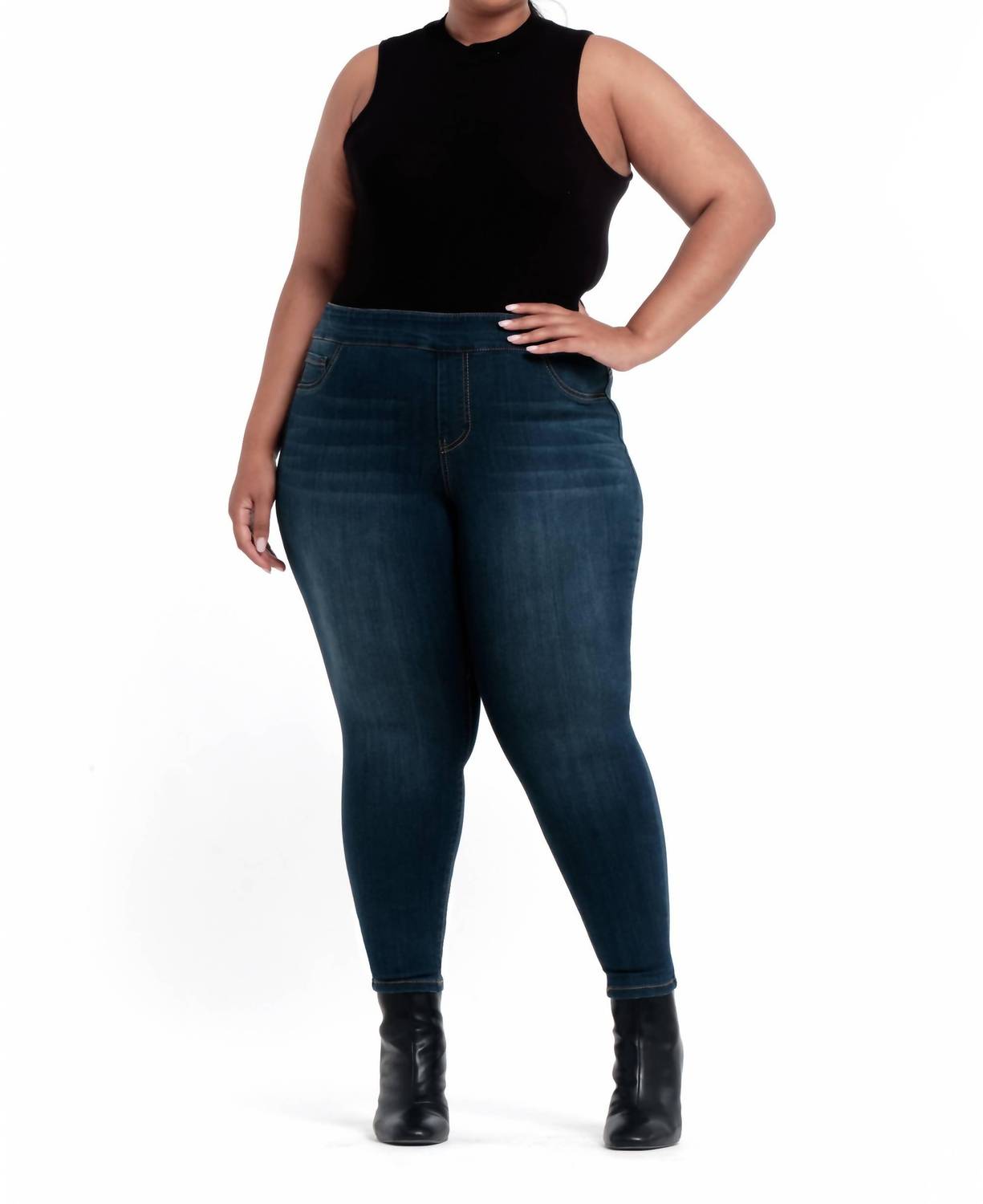 1822 Denim - High-rise Pull-on Skinny Ankle Jeans - Plus
