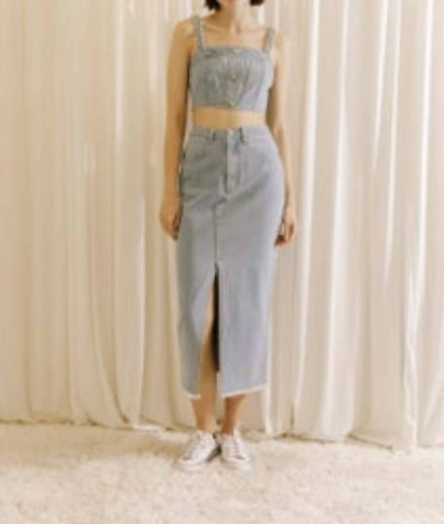 STORIA Pencil Midi Skirt in denim - women's skirt - detail view