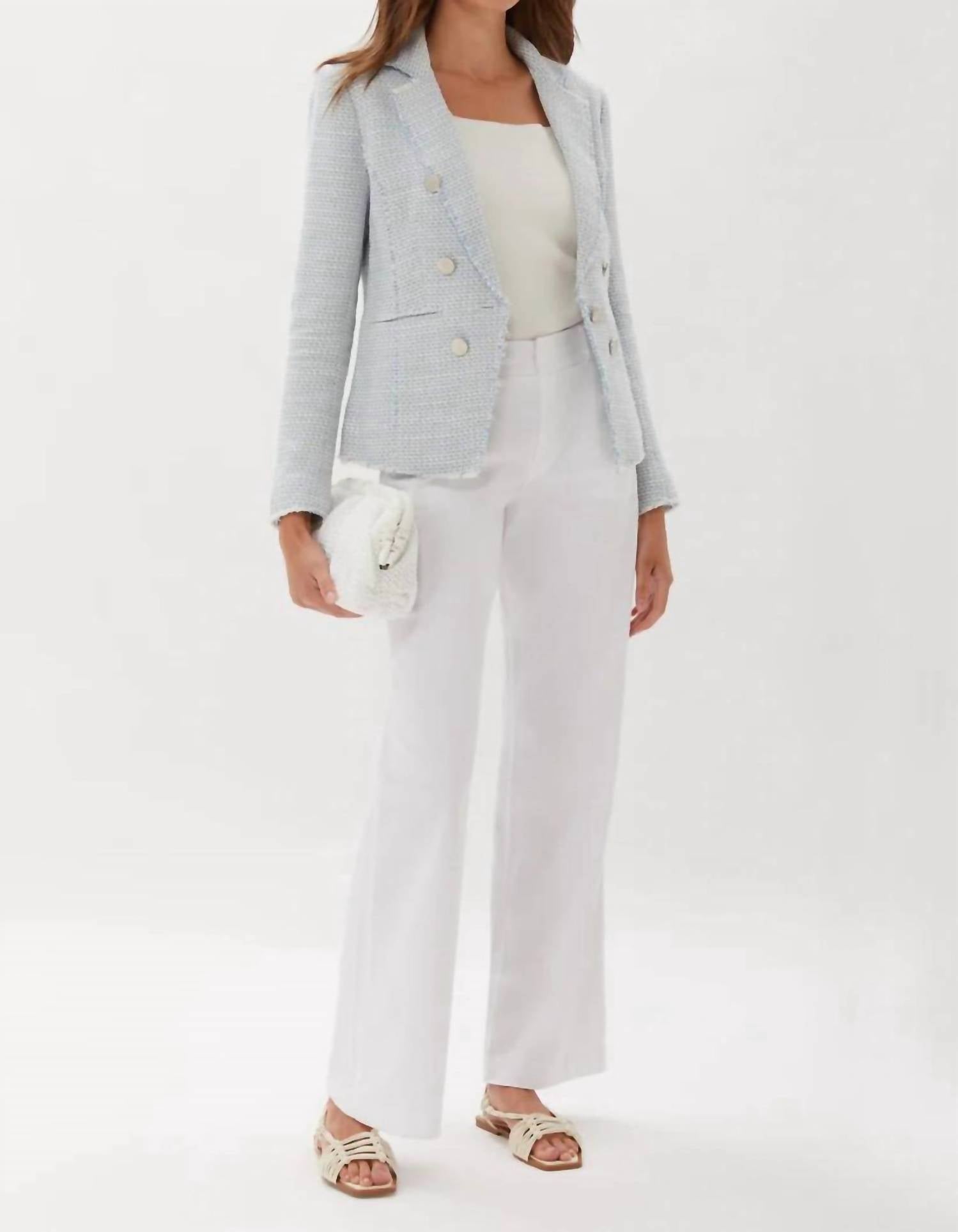 Ecru - Plaid Fitted Blazer