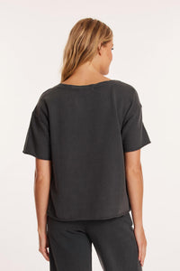 Mododoc - Elbow Sleeve Boatneck Boxy Top