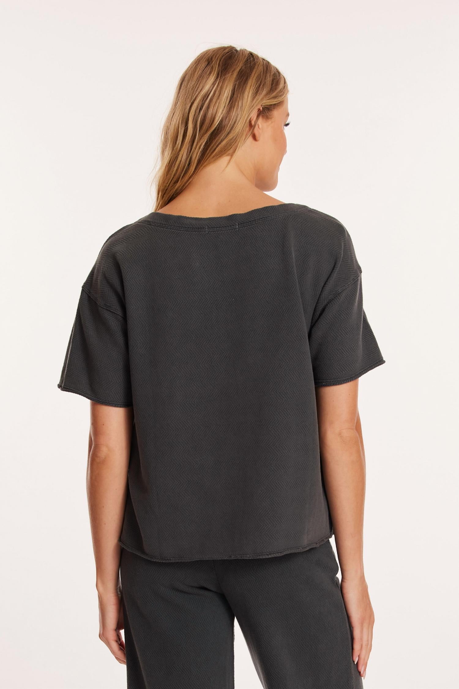 Mododoc - Elbow Sleeve Boatneck Boxy Top