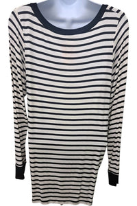 Sun & Moon - Women's Stripes Long Sleeved V Neck Top