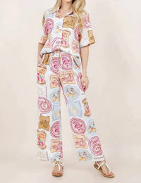 Sundayup - Stamp My Passport Top & Pant Set
