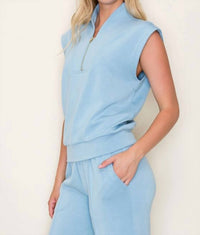 Star Drop - Heidi Collared Half-Zip Sleeveless Scuba Top