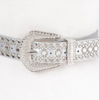 3Am By H&D Accessories - Women's Rhinestone & Metal Studded Elastic Belt