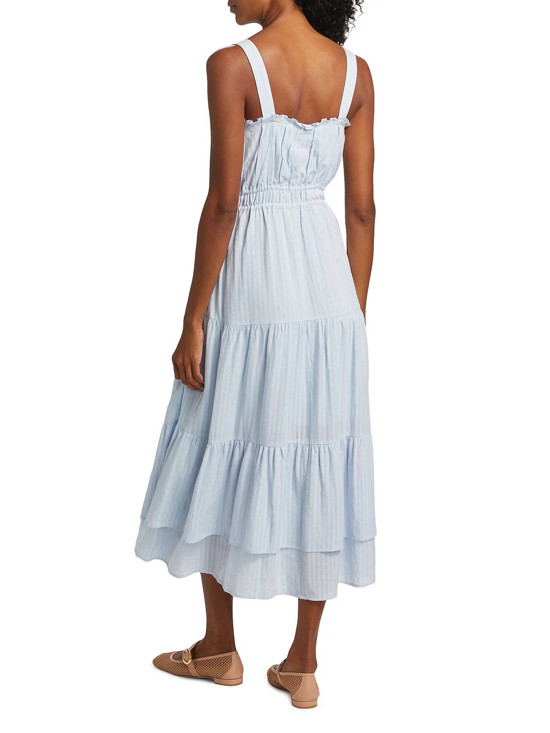 Paige - Persimmon Tiered Shirred Fit Dress