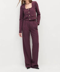 Favorite Daughter Laura Cropped Jacket in burgundy dahlia - women's jacket - detail view