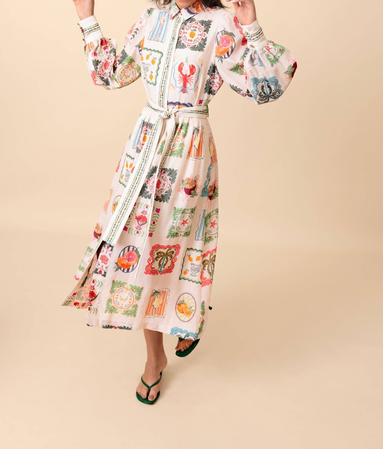 EMILY LOVELOCK Blythe Dress in summer stamp - women's dress - detail view