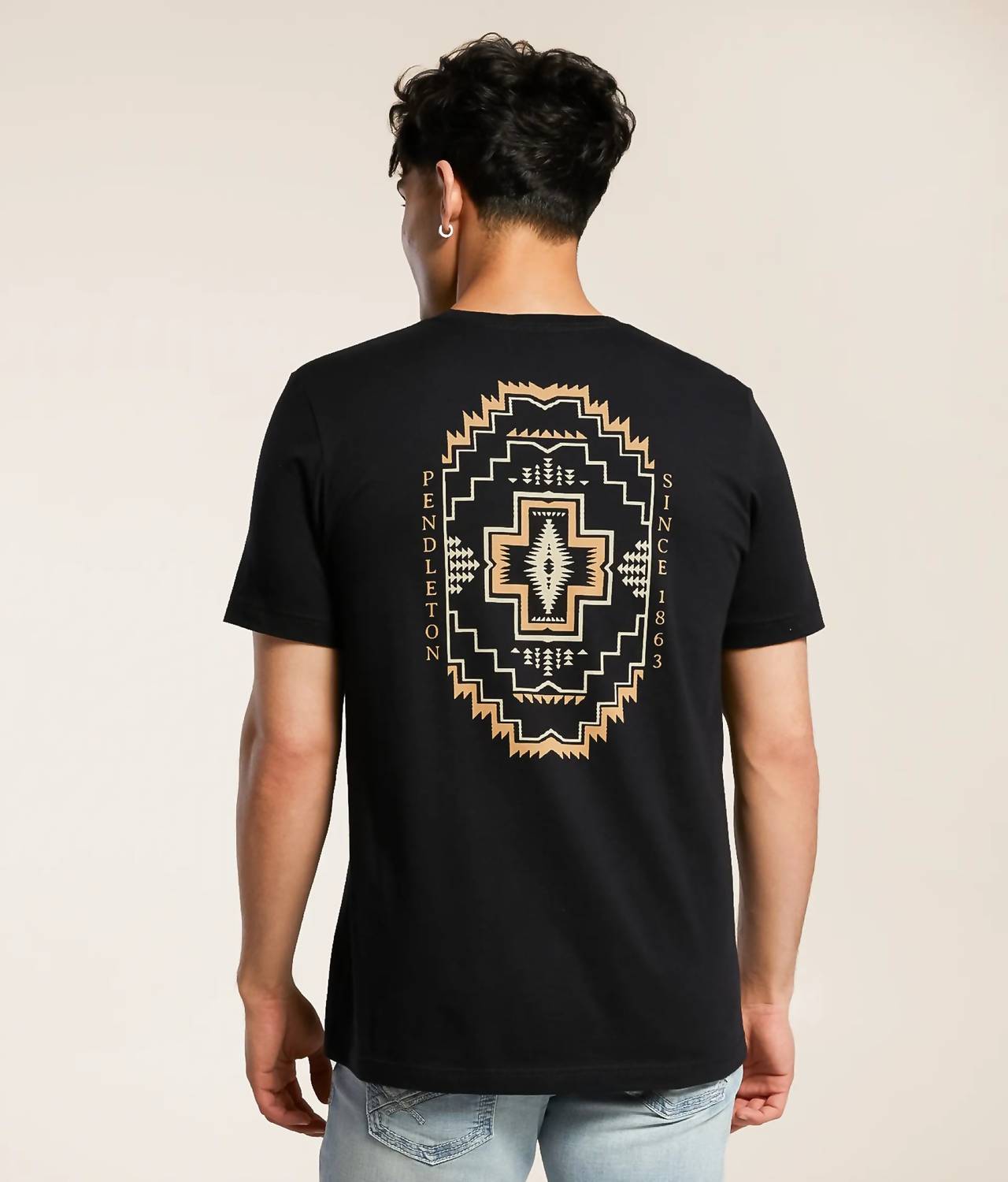 PENDLETON Icon Harding Graphic Tee in black tan - men's t-shirt - detail view