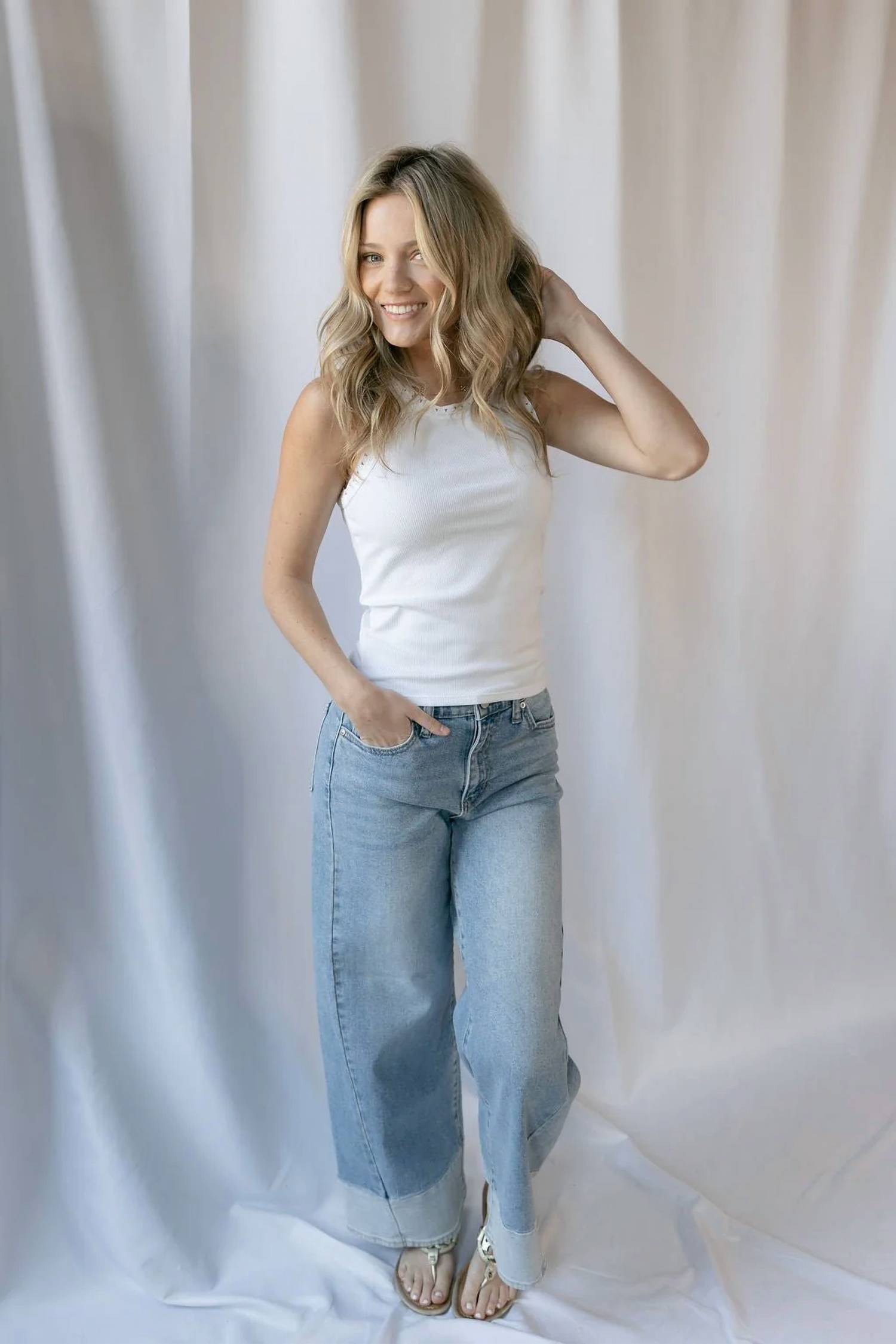 Jbd. - Tucson Two Toned Hem Seamed Slim Wide Jeans