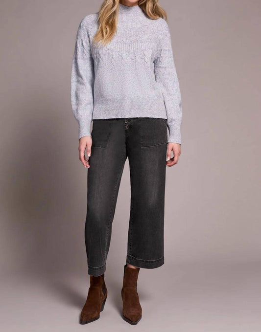 Tribal - Two Tone Long Sleeve Mock Neck Sweater