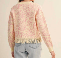 &Merci - Floral Fringed Sweater Cardigan