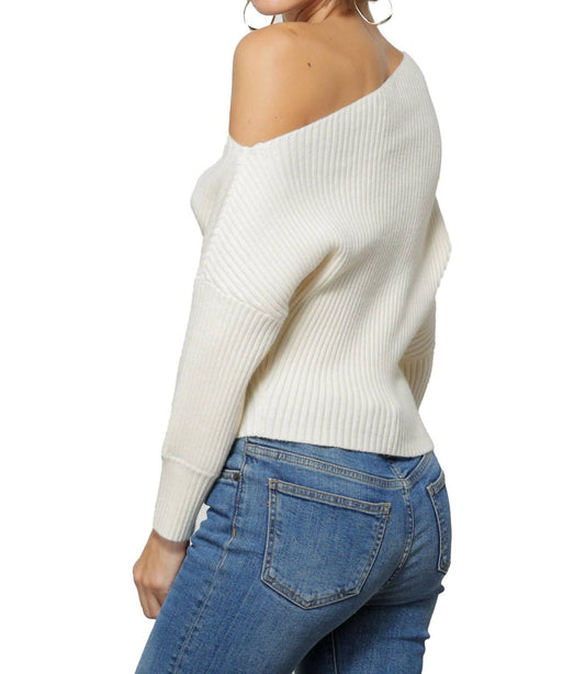 Line And Dot - Blair Asymmetrical Off Shoulder Sweater