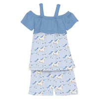 Kickee - Girls' Bamboo Print Off-Shoulder Set