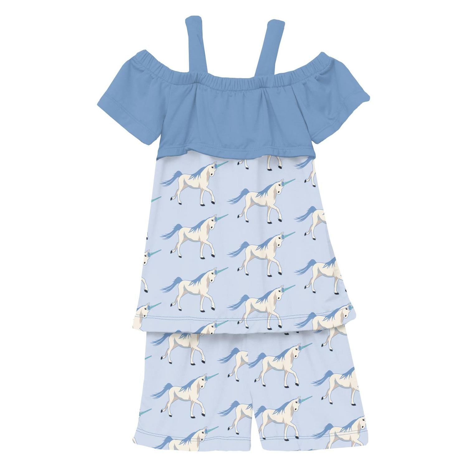 Kickee - Girls' Bamboo Print Off-Shoulder Set