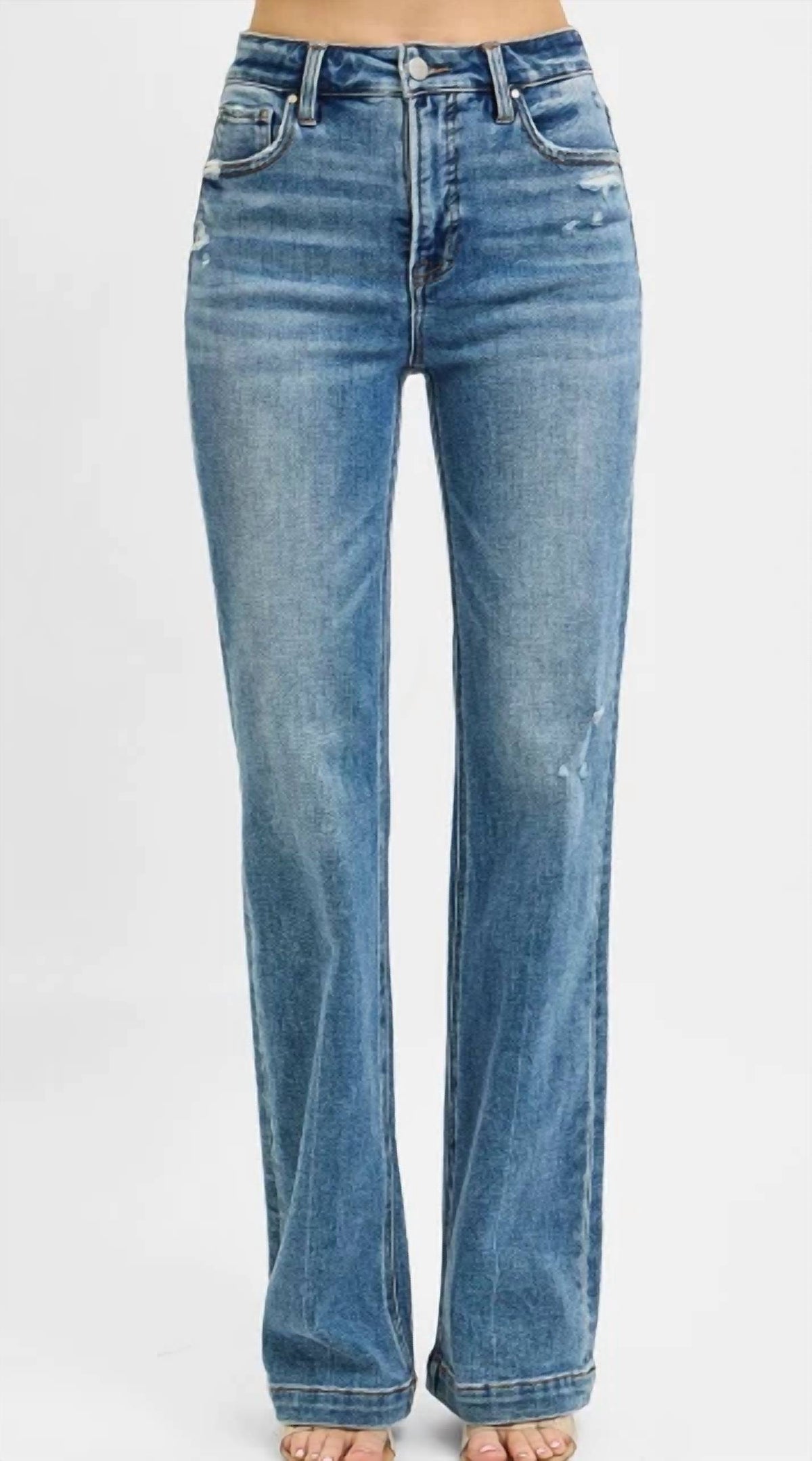 Risen - Tummy Control High Rise Straight Leg Jeans