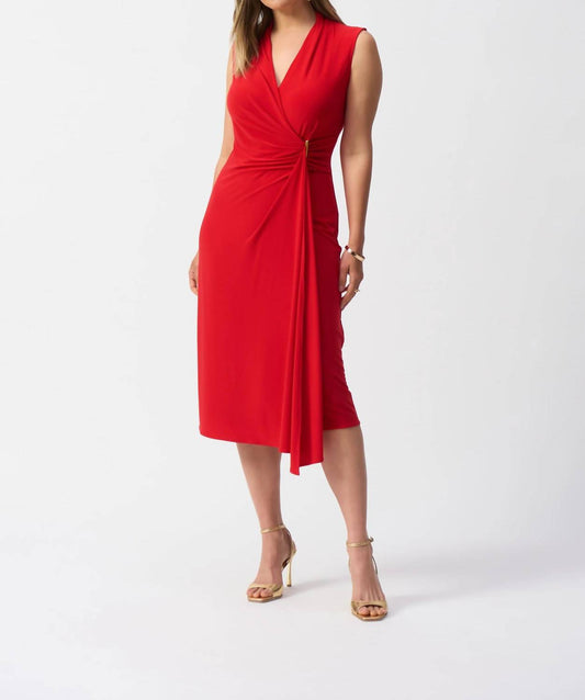 Joseph Ribkoff - Faux Wrap Midi Sheath Dress