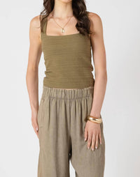 Dex Clothing Square Neck Knit Tank Top in olive - women's tank top