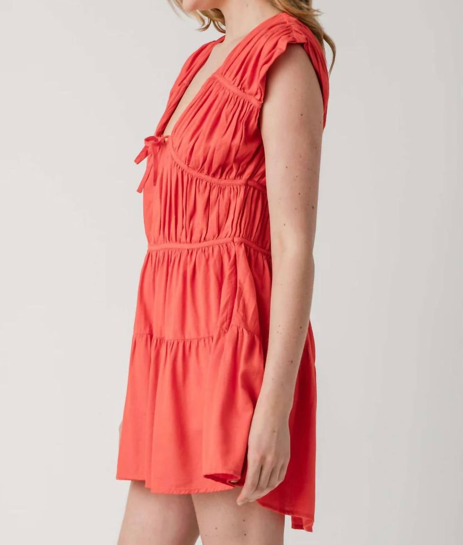 Elan - Cap Sleeve Mini Tiered Dress