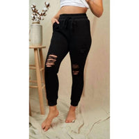 White Birch - Distressed Drawstring Waist Jogger Pants - Plus