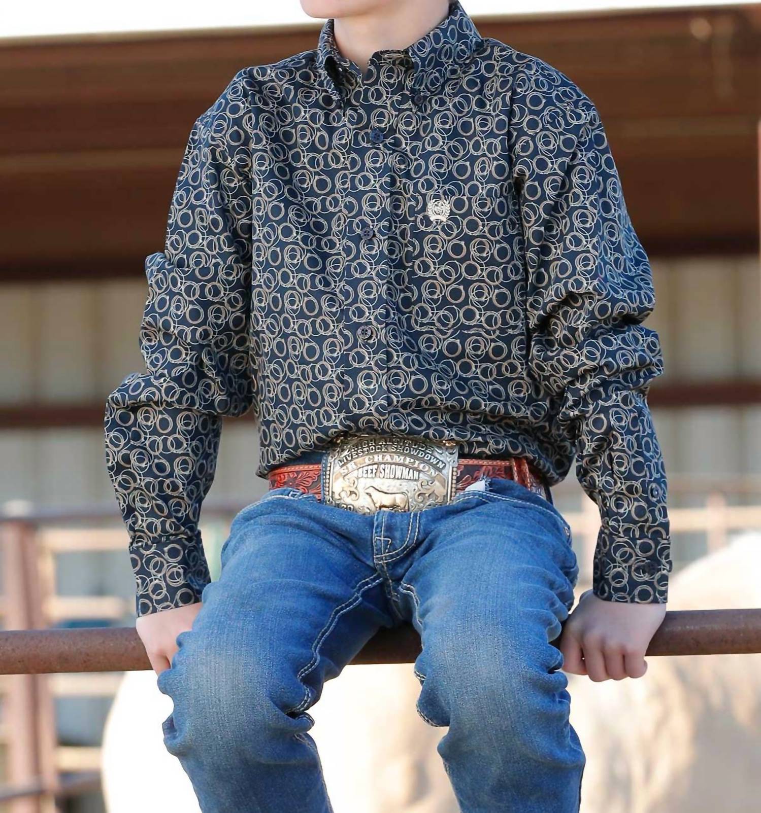 Cinch - Long Sleeve Geometric Print Button Down