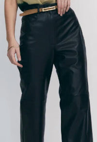 Iris Setlakwe Straight Leather Trouser Pant in black - women's pants - detail view