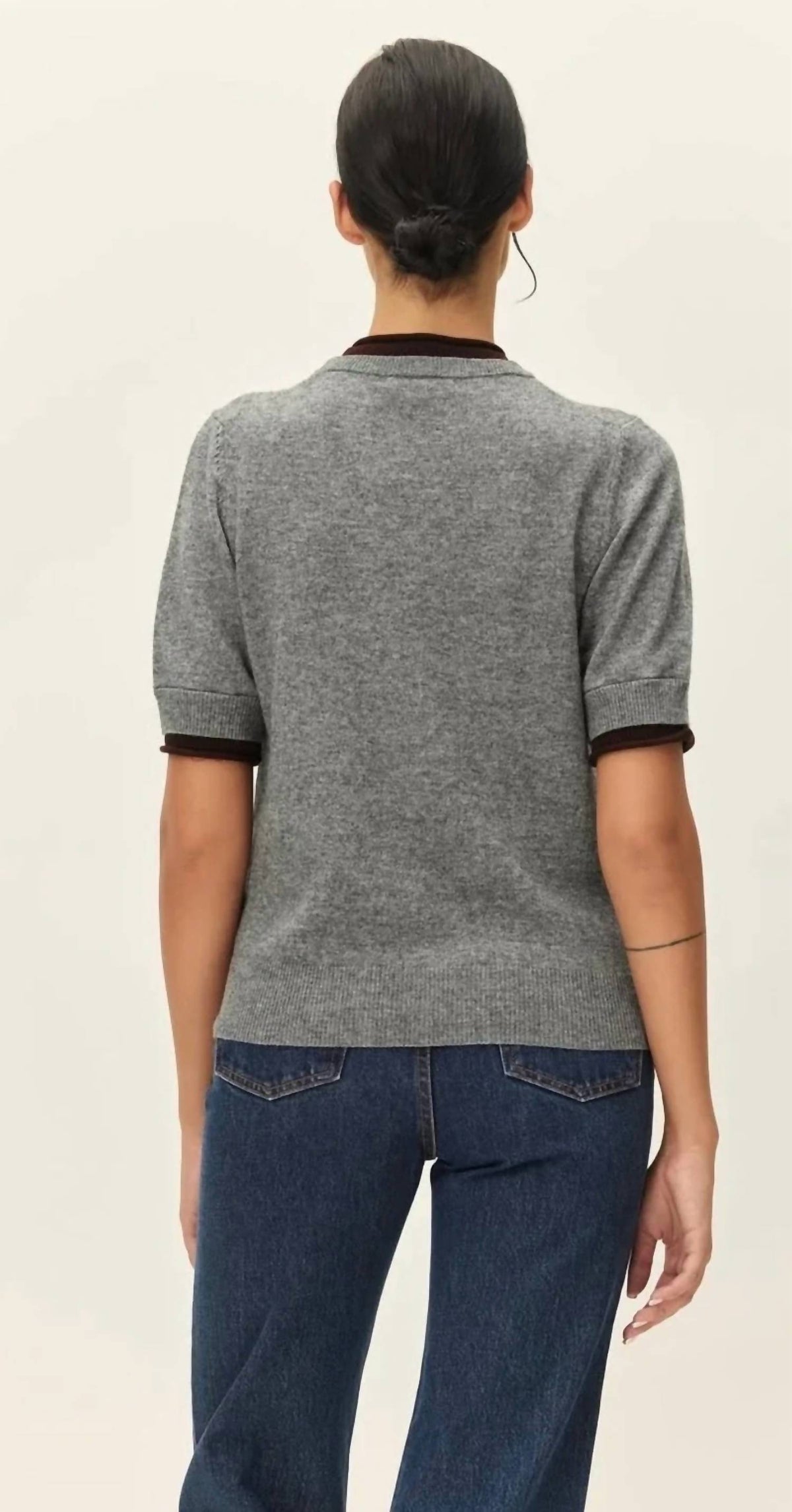 Elodie The Label - Stone Contrast Crew Neck Sweater