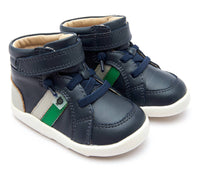 OLDSOLES Boy's 8028 Upper Ground Sneakers in navy gris neon green - kids' sneaker - alternate view