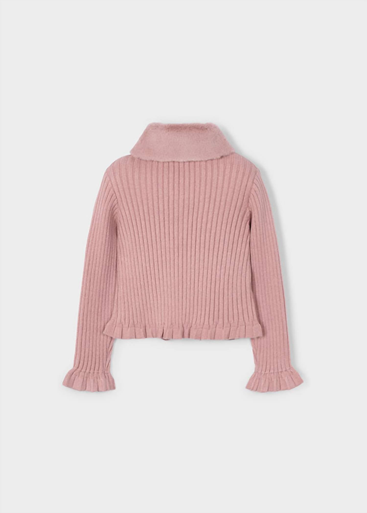 Mayoral - Girls Faux Fur Collar Cardigan