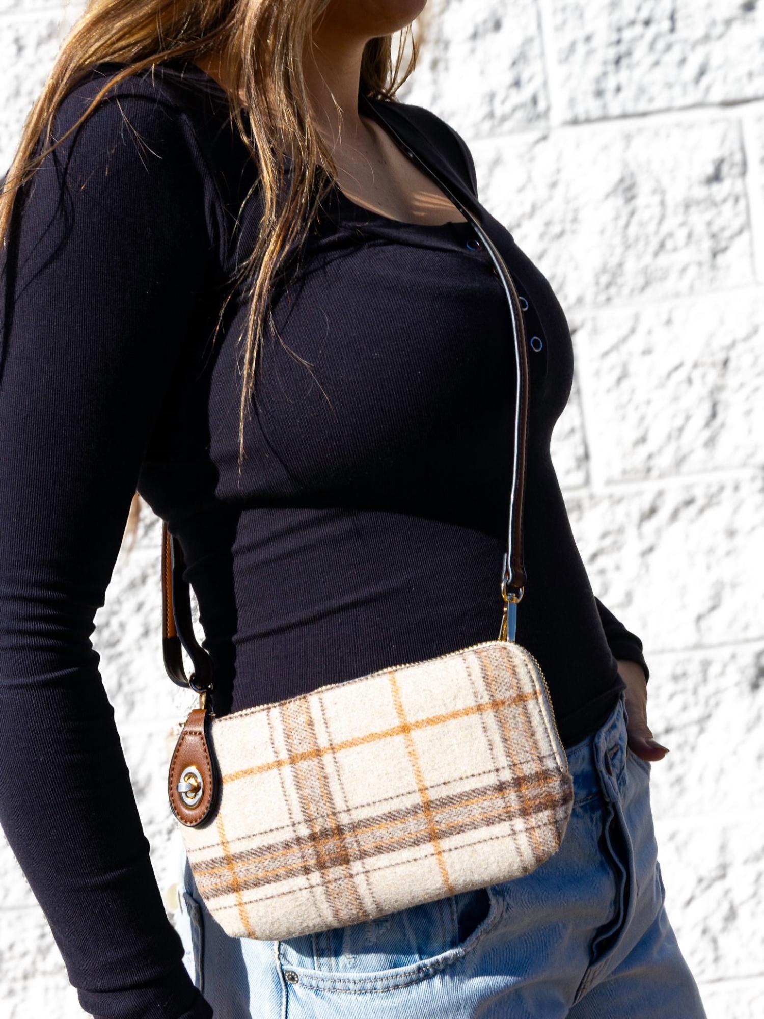 Jen & Co. - Women's Kendall Plaid Crossbody Wristlet With Twist Lock Bag