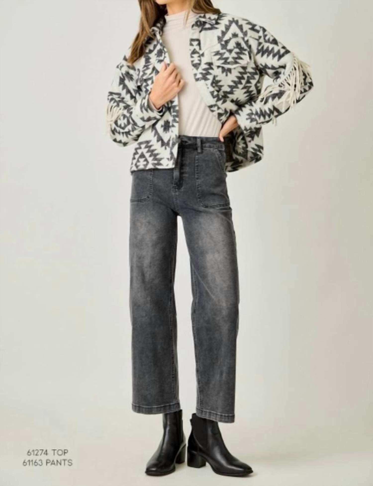 Mystree - Metallic Washed Denim Jacket