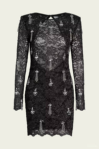 Patbo - Metallic Lace Hand-beaded Mini Dress