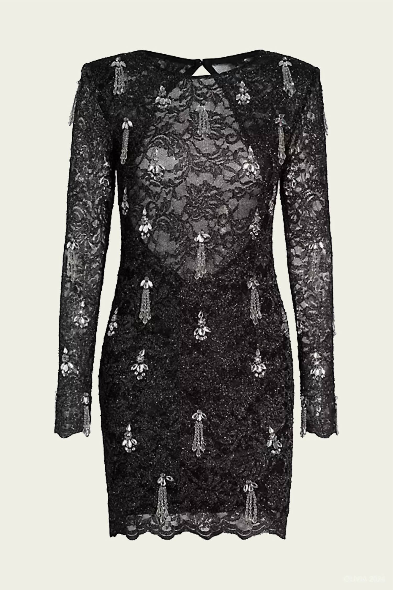 Patbo - Metallic Lace Hand-beaded Mini Dress