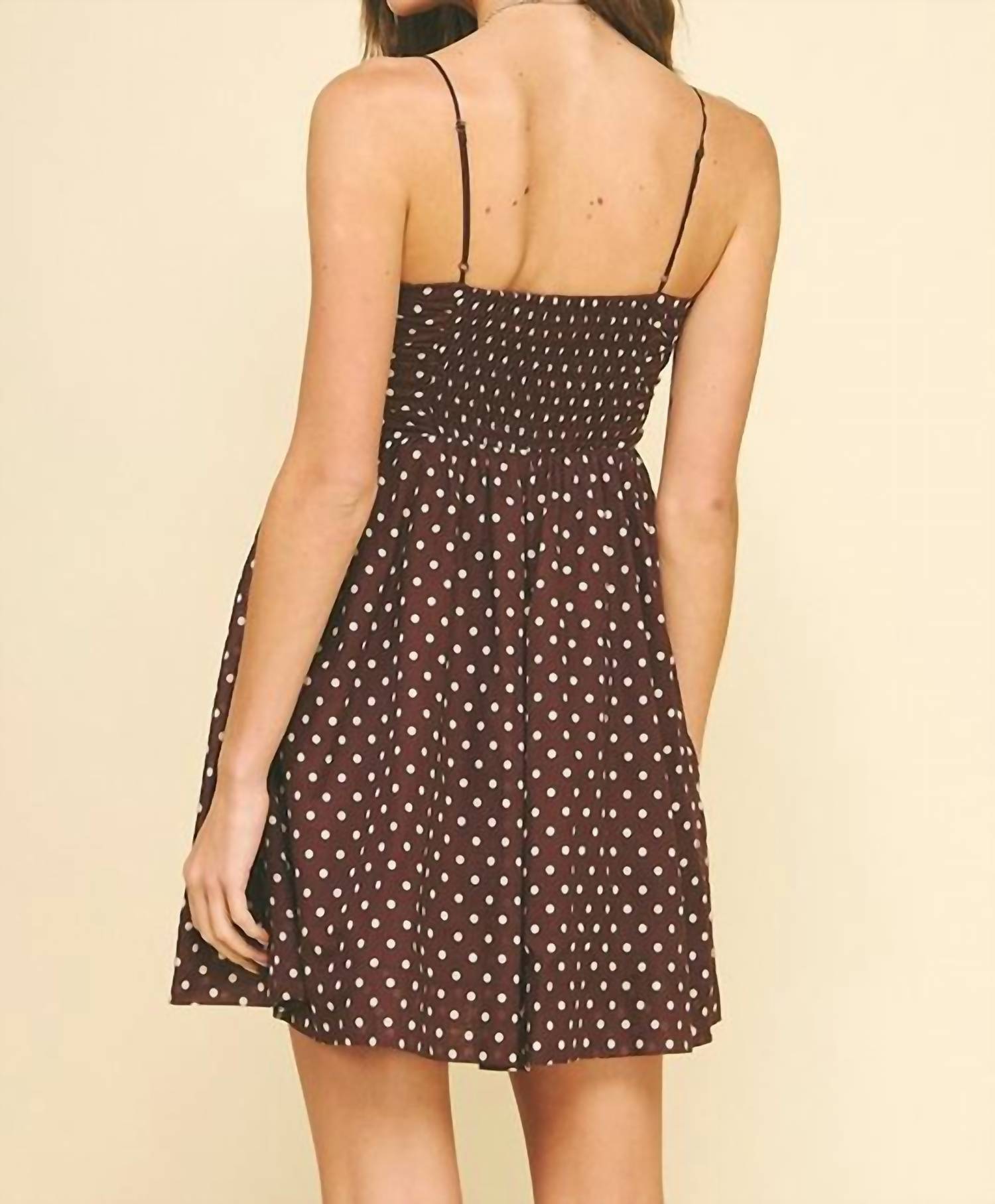 PINCH Polka Dot Mini Dress in brown 1 - women's dress - view 5